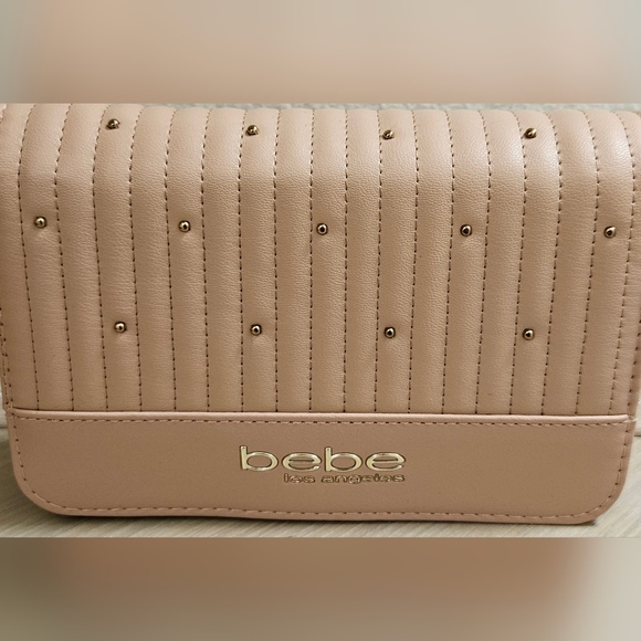 Bebe ALIAH Crossbody Bag Faux Leather Logo Leather Blush NWT - Picture 2 of 11